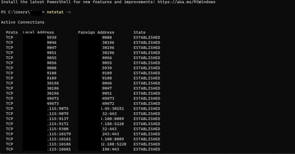 netstat n 1 - ICT 20 Netwerken Commando,20: nslookup -type=mx [domein] network CMD,19: getmac network CMD,18: systeminfo network CMD,17: hostname network CMD,16: nbtstat -a [IP-adres] network CMD,15: ipconfig /flushdns network CMD,14: telnet [adres] [poort] network CMD,13: tracert -d [adres] network CMD,12: route print network CMD,11: arp -a network CMD,10: netsh wlan show networks network CMD,9: netsh wlan show profiles network CMD,8: netstat -n network CMD,7: netstat -a network CMD,6: netstat network CMD,5: nslookup [domein] network CMD,4: tracert [adres] of traceroute [adres] network CMD,3: ping [adres] network CMD,2: ipconfig /all network CMD,1: ipconfig network CMD