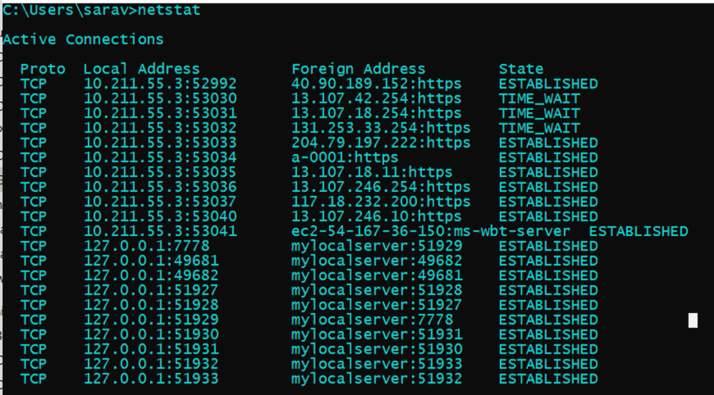 netstat - ICT 20 Netwerken Commando,20: nslookup -type=mx [domein] network CMD,19: getmac network CMD,18: systeminfo network CMD,17: hostname network CMD,16: nbtstat -a [IP-adres] network CMD,15: ipconfig /flushdns network CMD,14: telnet [adres] [poort] network CMD,13: tracert -d [adres] network CMD,12: route print network CMD,11: arp -a network CMD,10: netsh wlan show networks network CMD,9: netsh wlan show profiles network CMD,8: netstat -n network CMD,7: netstat -a network CMD,6: netstat network CMD,5: nslookup [domein] network CMD,4: tracert [adres] of traceroute [adres] network CMD,3: ping [adres] network CMD,2: ipconfig /all network CMD,1: ipconfig network CMD