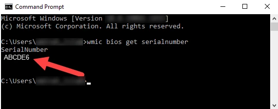 wmic bios get serialnumber
