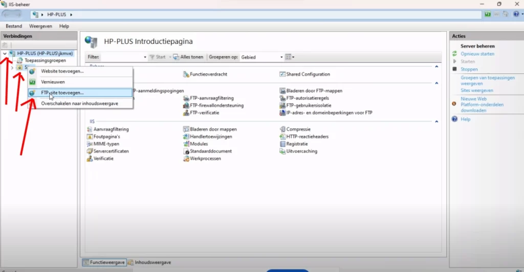 Configuratie van FTP-sites